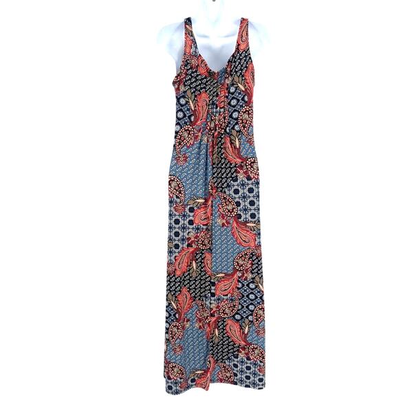 Glamour Boho Maxi Dress Sz 4P Paisley Patchwork Pleated Festival Western Hippie - Picture 6 of 10